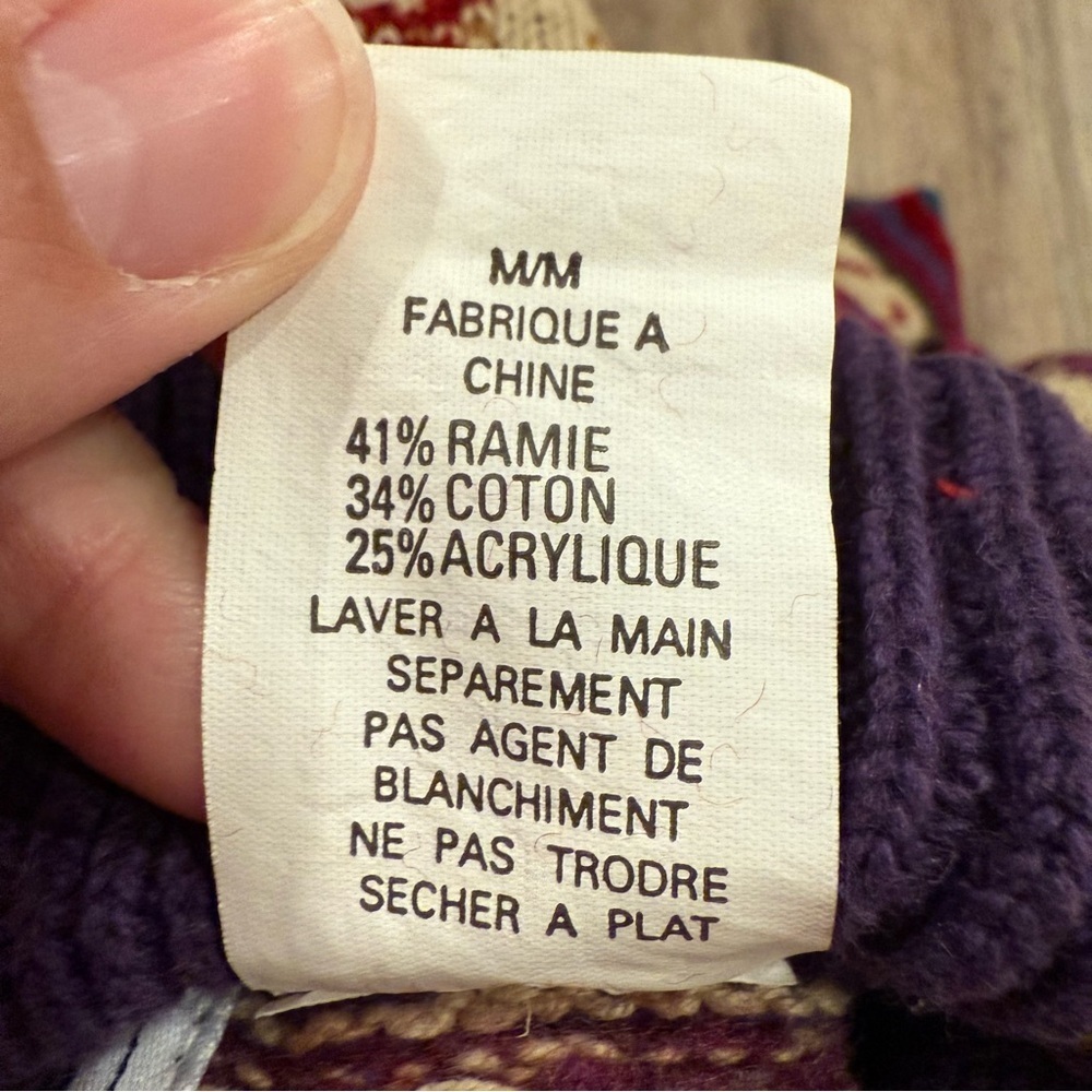 Vtg Jantzen Sweater Women’s Med Purple Blue Fall Fair Isle Colorful Artsy Retro - Picture 5 of 8